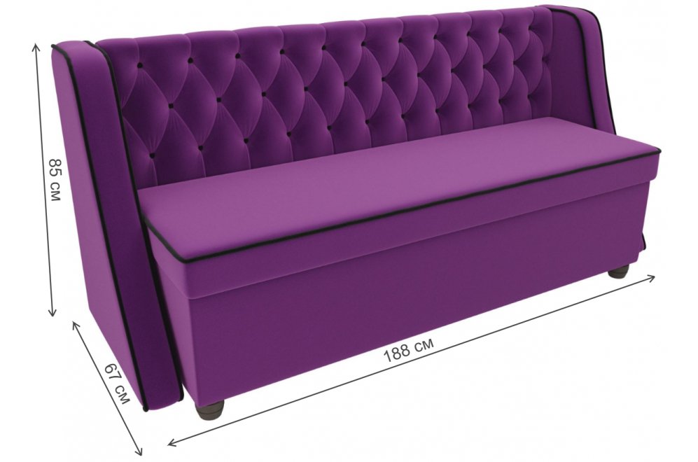 Кухонный диван Лофт микровельвет фиолетовый