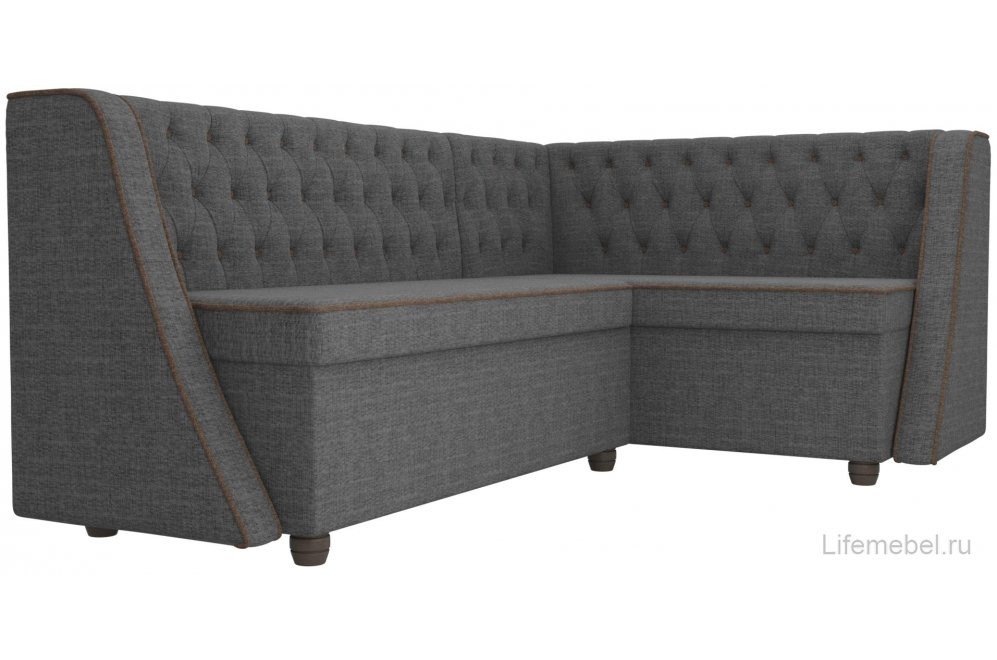 Кухонный диван Лофт правый рогожка серый