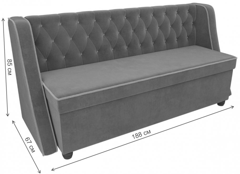 Кухонный диван Лофт велюр бирюза