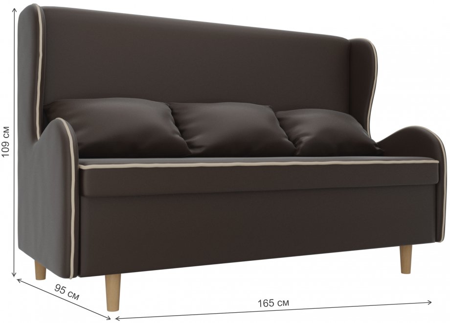 Кухонный диван Сэймон экокожа коричневая