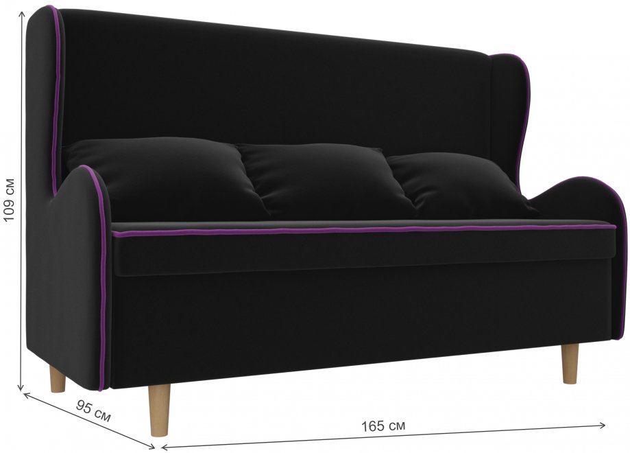 Кухонный диван Сэймон микровельвет черный