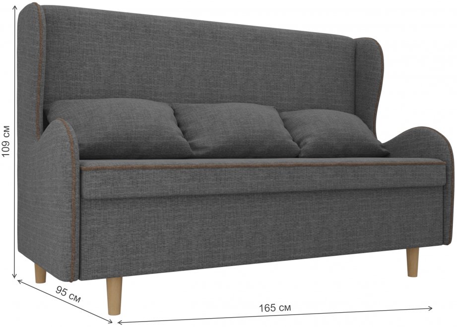 Кухонный диван Сэймон рогожка серая / коричневая