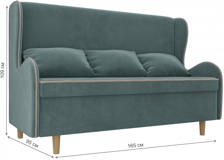 Кухонный диван Сэймон велюр бирюзовый