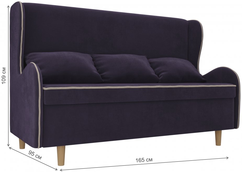 Кухонный диван Сэймон велюр фиолетовый