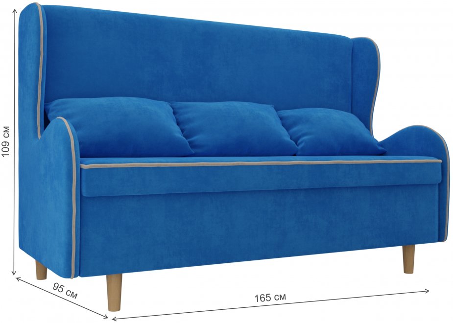 Кухонный диван Сэймон велюр голубой