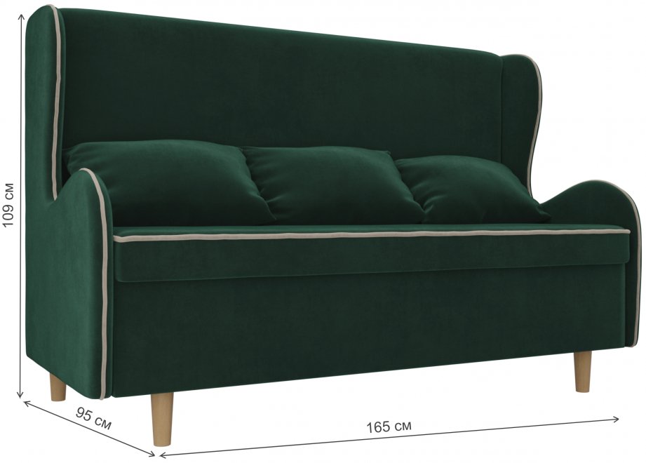 Кухонный диван Сэймон велюр зеленый