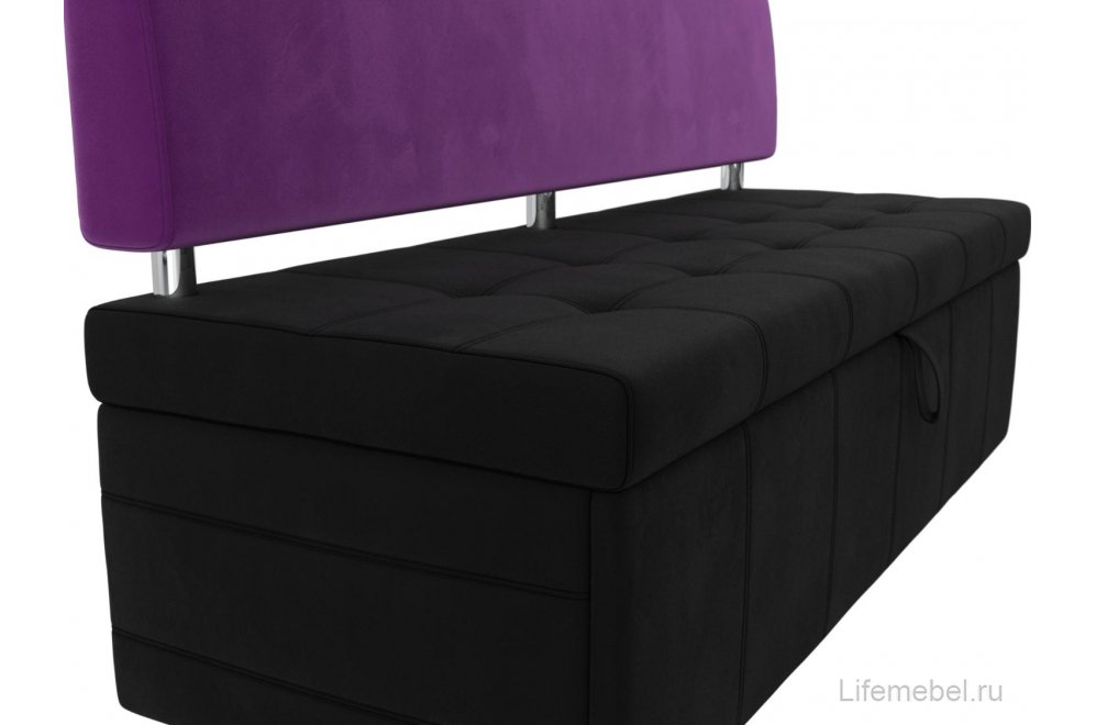 Кухонный диван Стоун микровельвет черный / фиолетовый