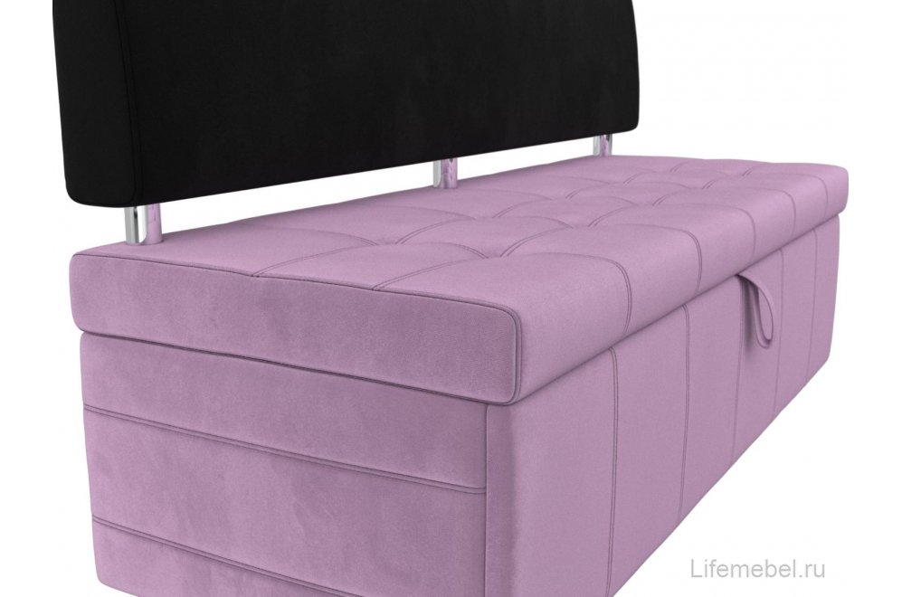Кухонный диван Стоун микровельвет сиреневый / черный