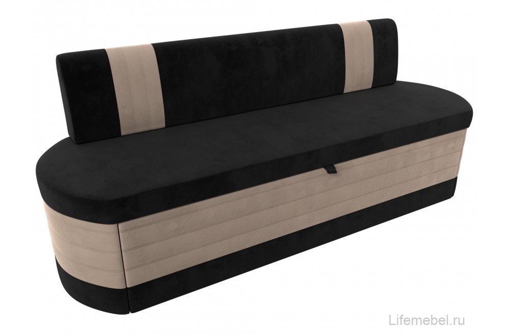 Кухонный диван Токио велюр черный / бежевый