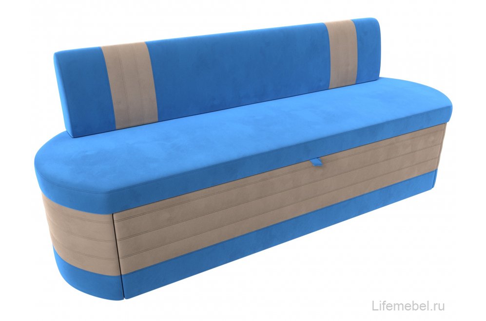 Кухонный диван Токио велюр голубой / бежевый