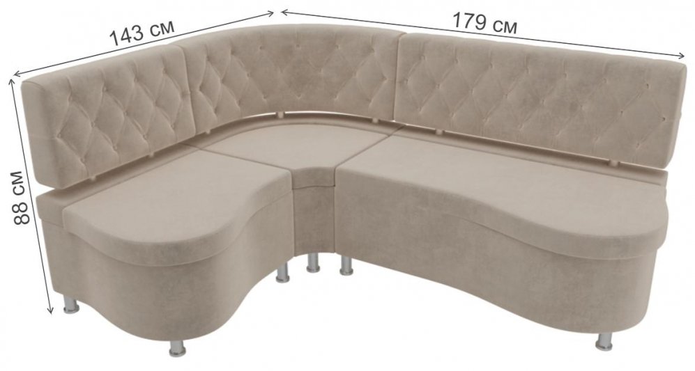 Кухонный диван Вегас левый велюр бежевый