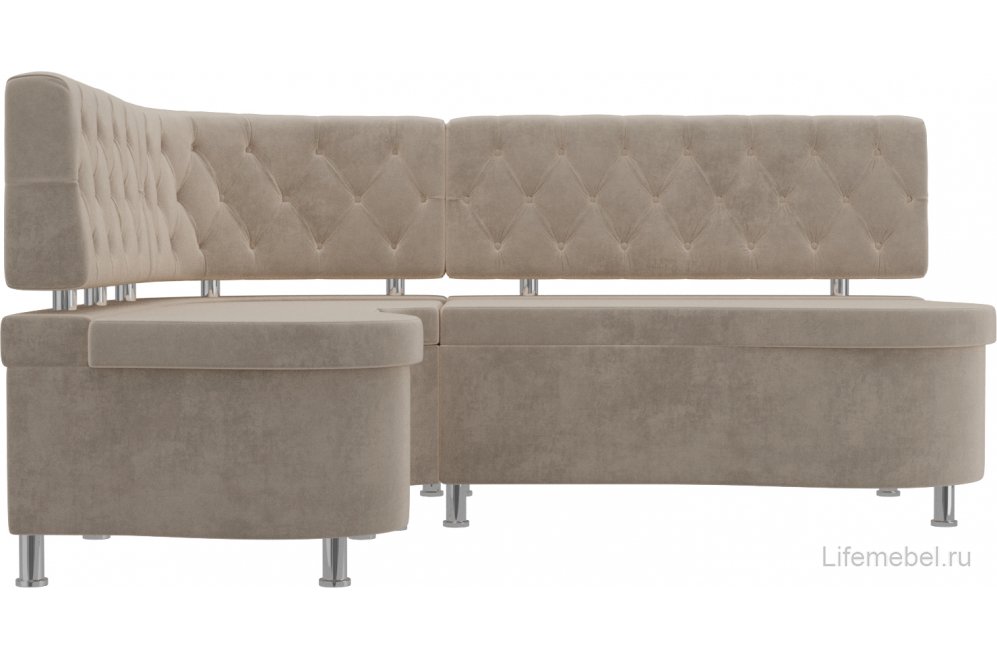 Кухонный диван Вегас левый велюр бежевый