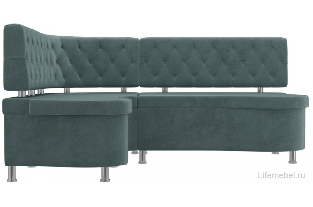 Кухонный диван Вегас левый велюр бирюза