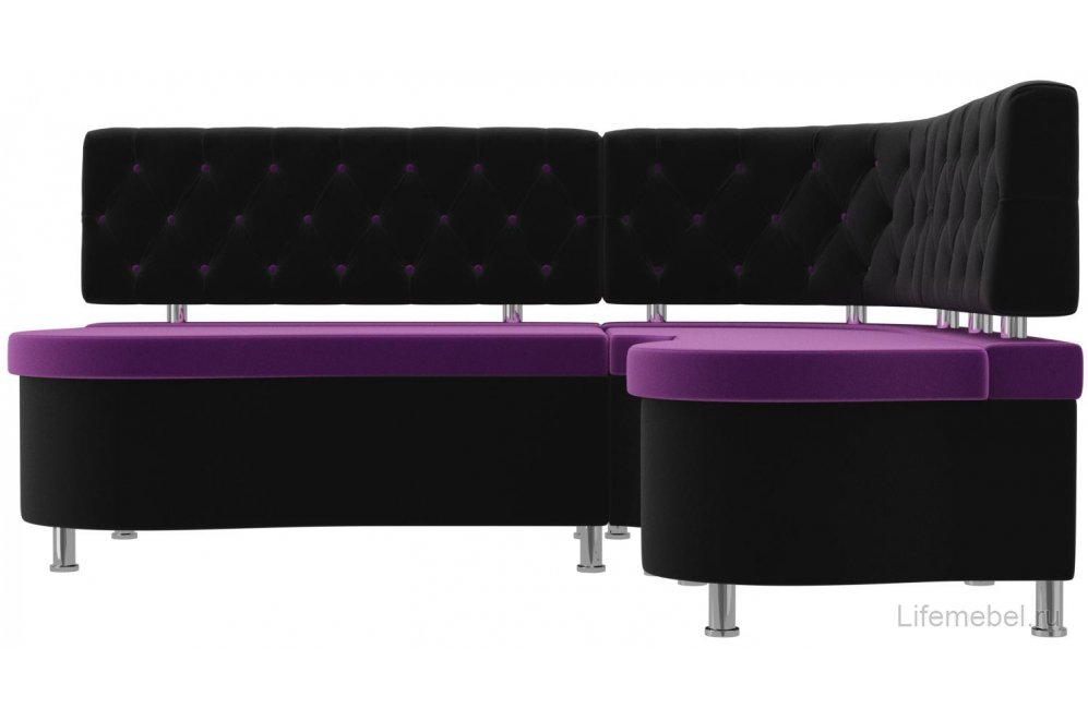 Кухонный диван Вегас правый микровельвет черный