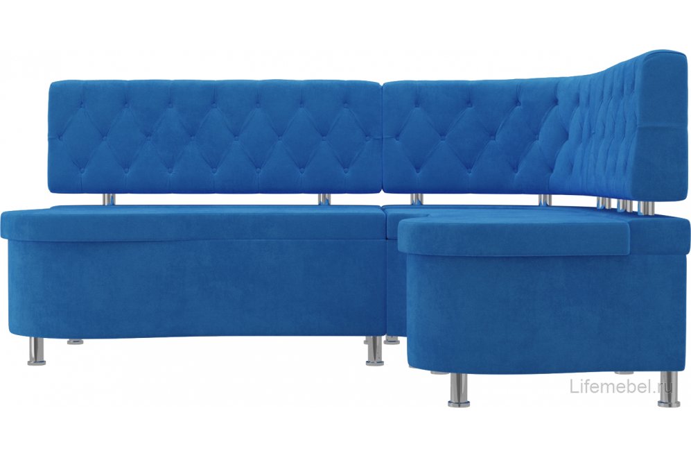 Кухонный диван Вегас правый велюр голубой