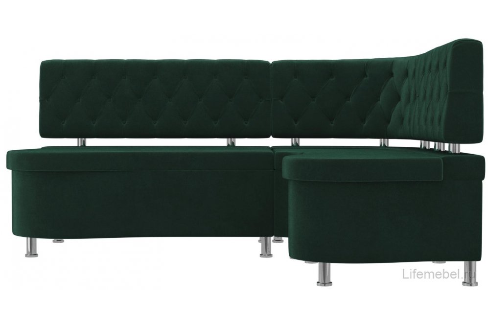 Кухонный диван Вегас правый велюр зеленый