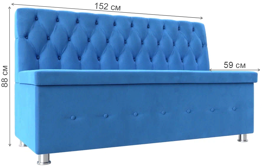 Кухонный диван Вента голубой велюр