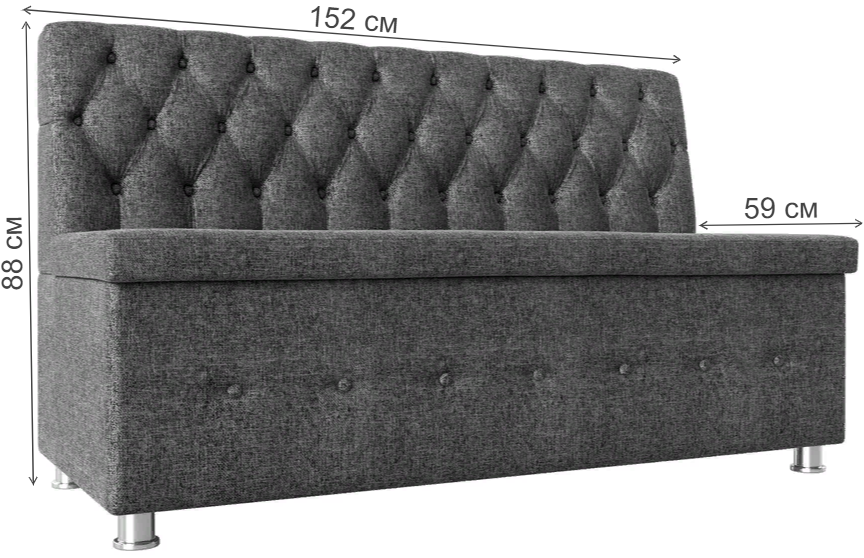 Кухонный диван Вента серая рогожка