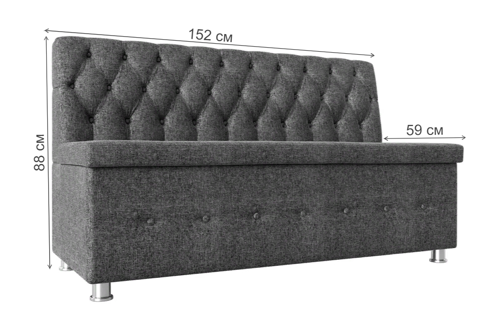 Кухонный диван Вента серая рогожка