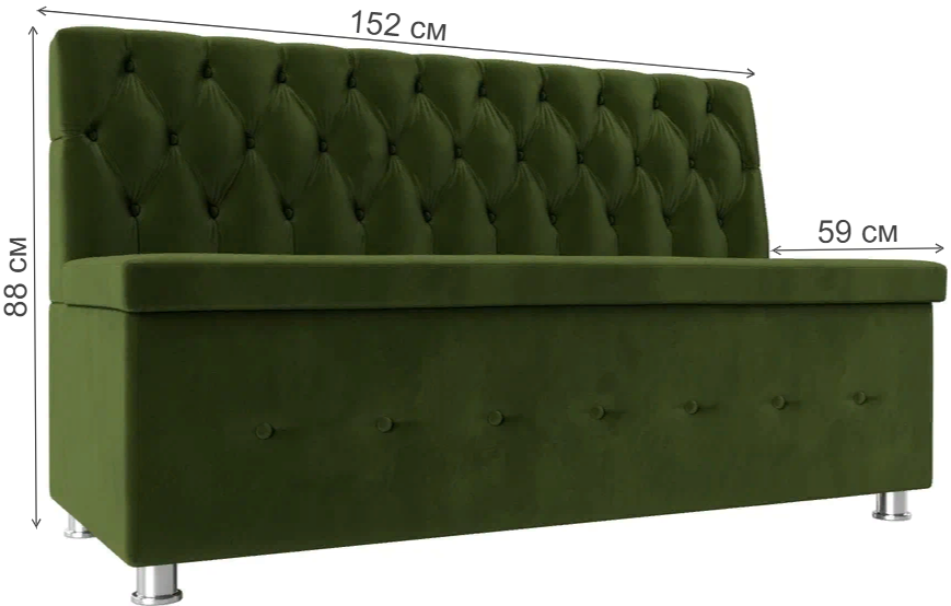 Кухонный диван Вента зеленый микровельвет