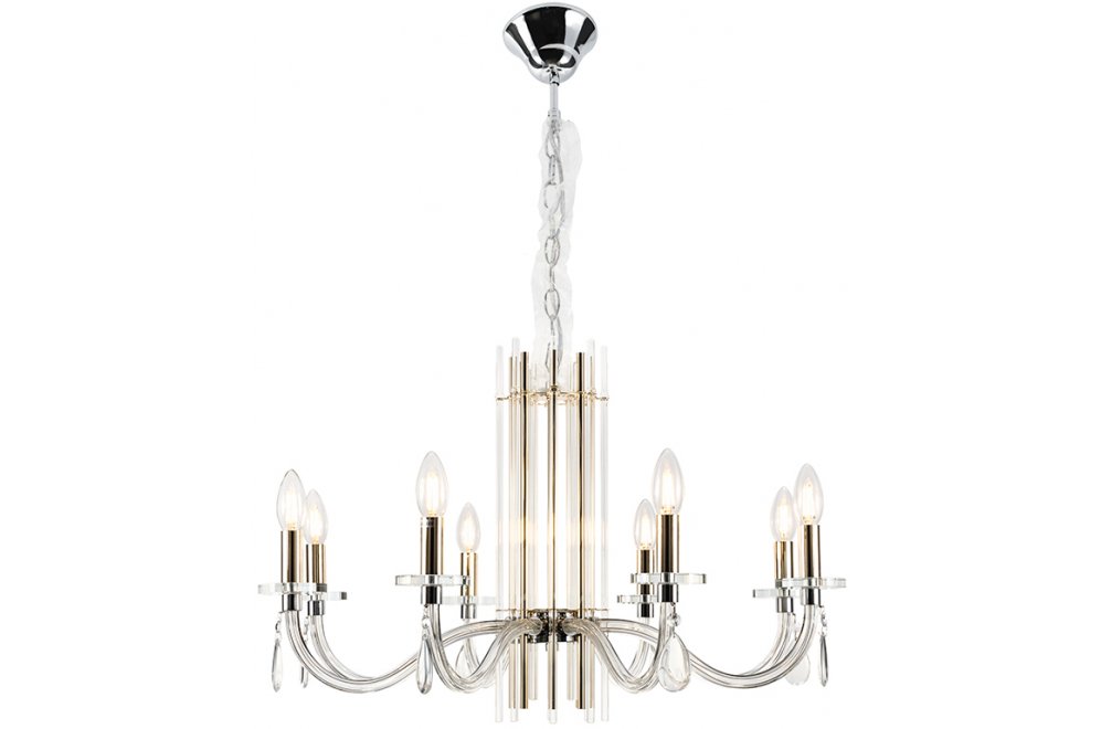 Люстра AURELIO SP8 GOLD+CHROME/TRANSPARENT