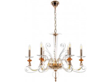 Люстра CATARINA SP6 V2 GOLD/TRANSPARENT-COGNAC