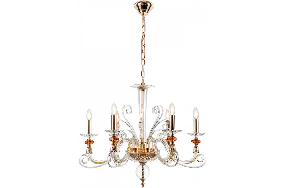 Люстра CATARINA SP6 V2 GOLD/TRANSPARENT-COGNAC