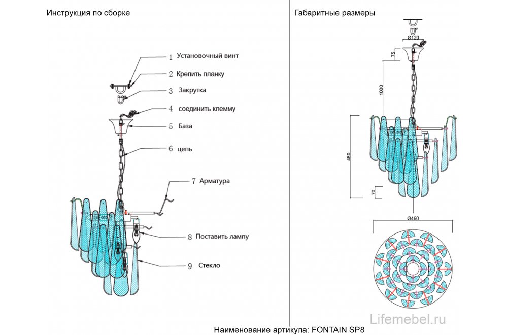 Люстра FONTAIN SP8 GOLD