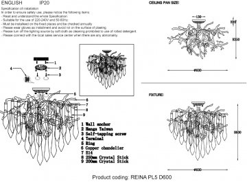 Люстра REINA PL5 D600 SILVER PATINA