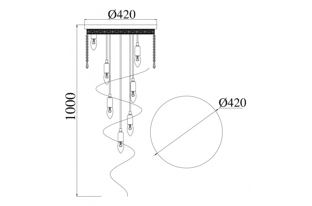 Потолочная люстра Cascade T522-PT40x100-G