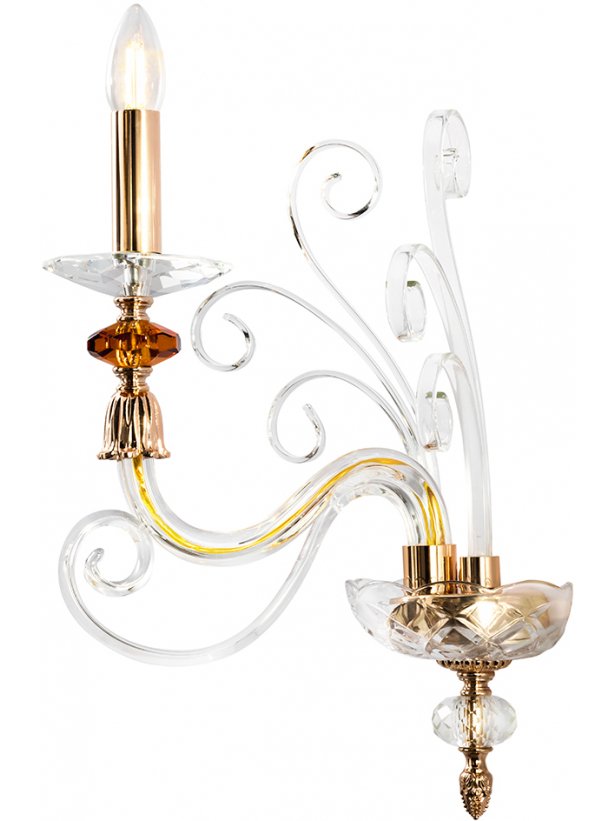 Бра CATARINA AP1 V2 GOLD/TRANSPARENT-COGNAC