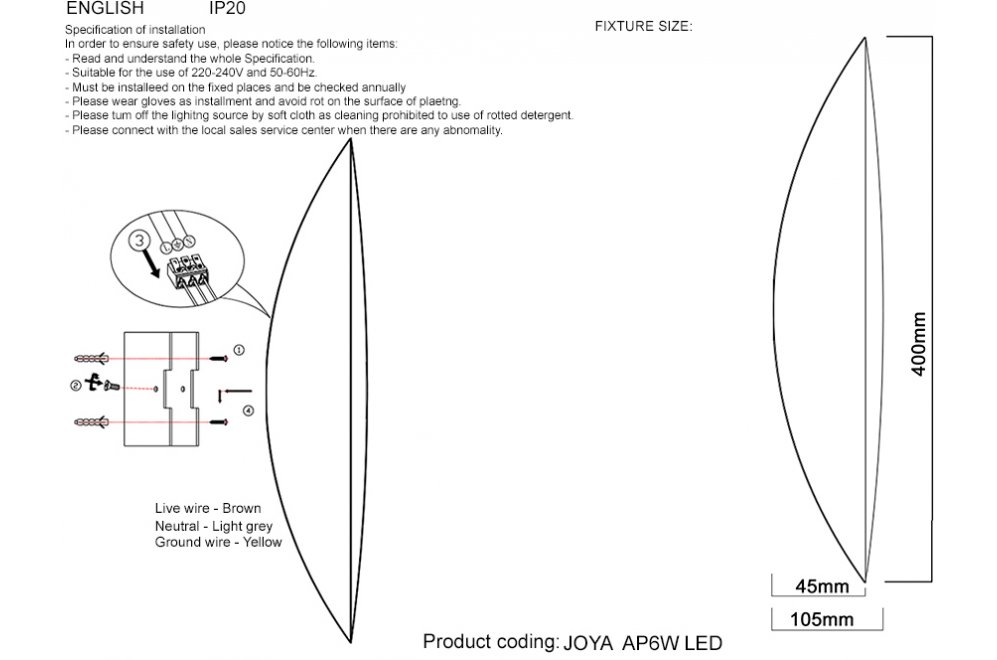 Бра JOYA AP6W LED WH
