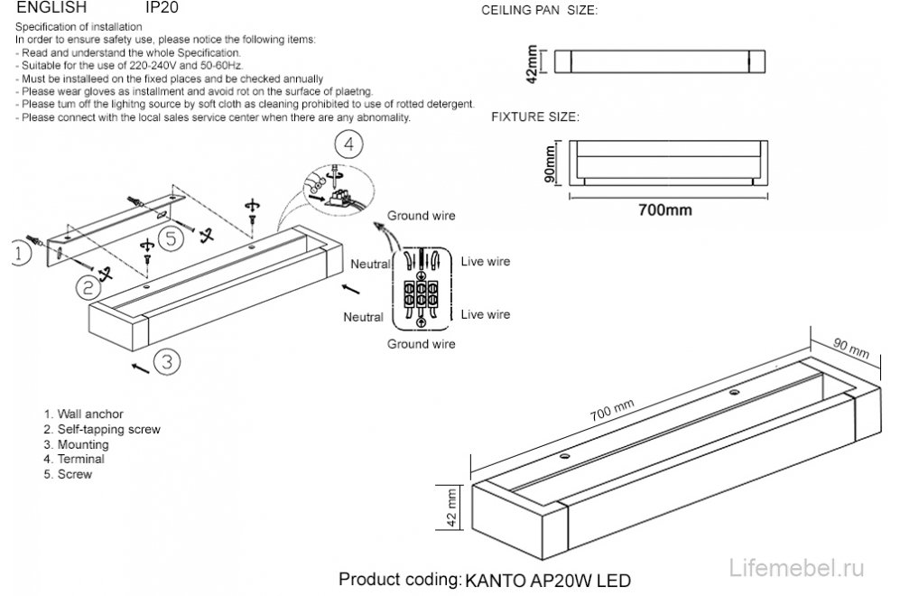 Бра KANTO AP20W LED BL