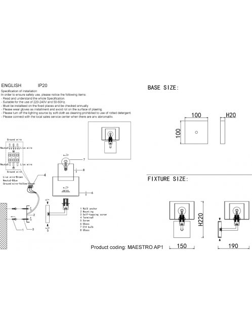 Бра MAESTRO AP1 CHROME