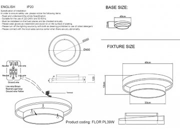 Потолочный светильник FLOR PL39W LED 4000K GR