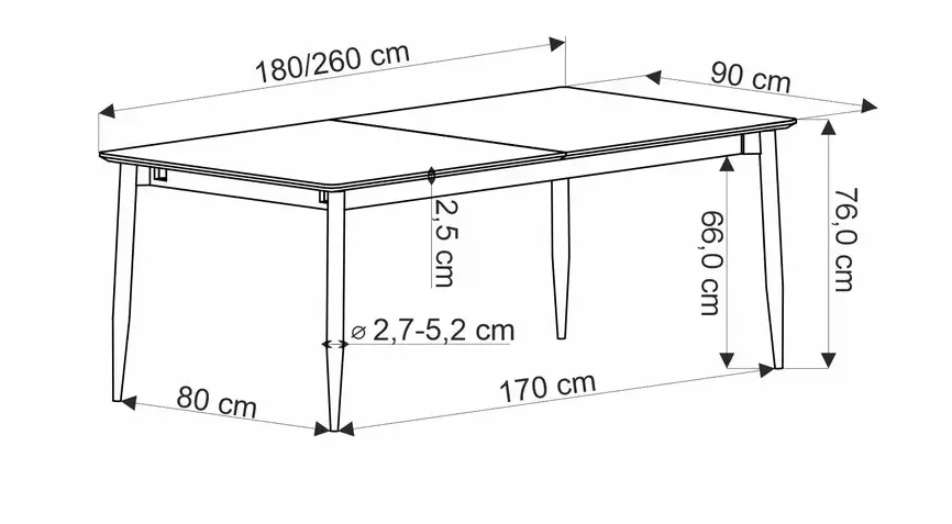 Деревянный стол Charles раскладной серый