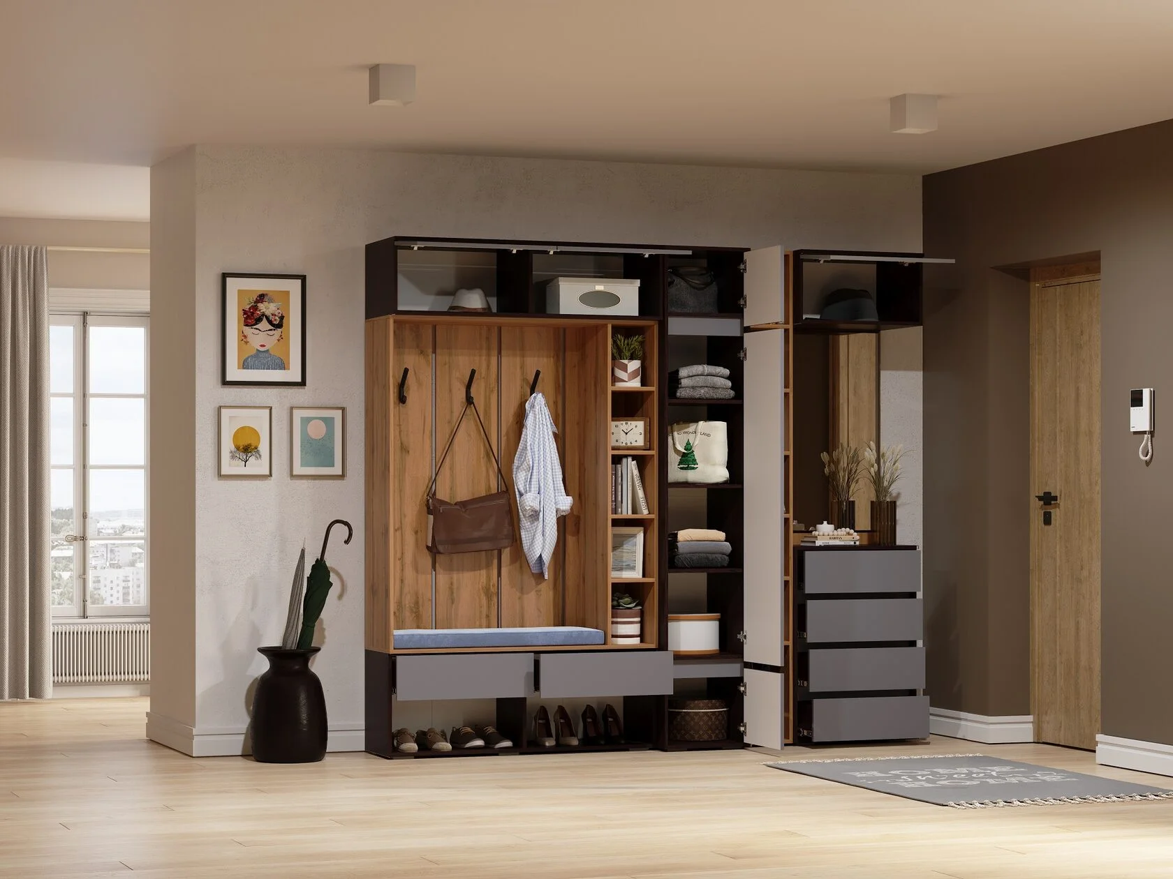 Навесной шкаф Роут венге / графит софт