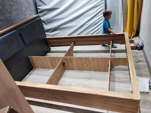 Двуспальная кровать Клауд 160х200 парящая дуб крафт золотой / антрацит фото покупателя 520