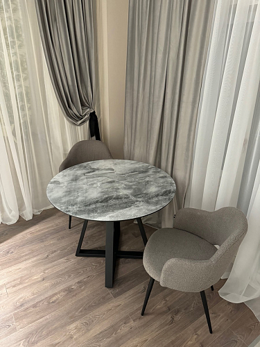 Стеклянный стол Норфолк d100 белый мрамор / черный фото покупателя 55