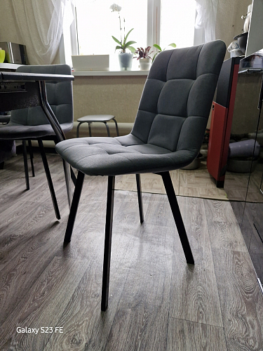 Стул на металлокаркасе Чилли К светло-серый велюр / черный каркас фото покупателя 537