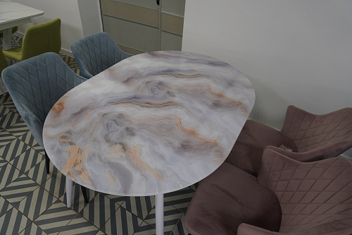 Стеклянный стол Кловис вставка стекло черный мрамор / черный из шоурума 7