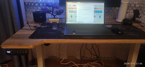 Компьютерный стол Маркос с механизмом подъема 120х75х75 орех кантри / белый фото покупателя 1