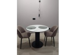 Стеклянный стол Кэмерон 110х110х75 серый / черный фото покупателя 4