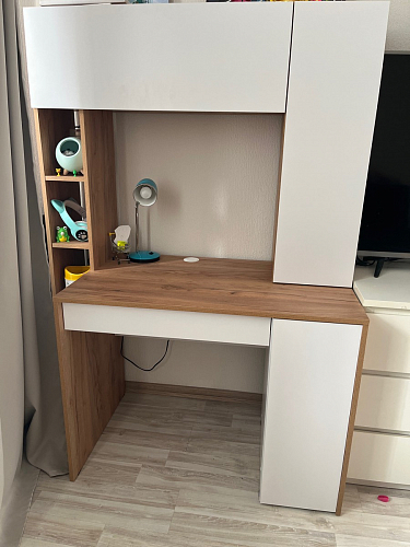 Письменный стол Комфорт 12.71 дуб золотой craft / белая аляска фото покупателя 5