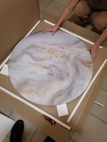 Стеклянный стол Анселм кианит / черный / золото фото покупателя 4