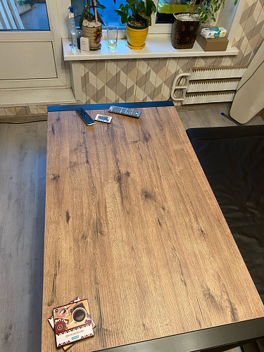 Стол Центавр 120(160)х70х75 файерстоун / черный матовый фото покупателя 4