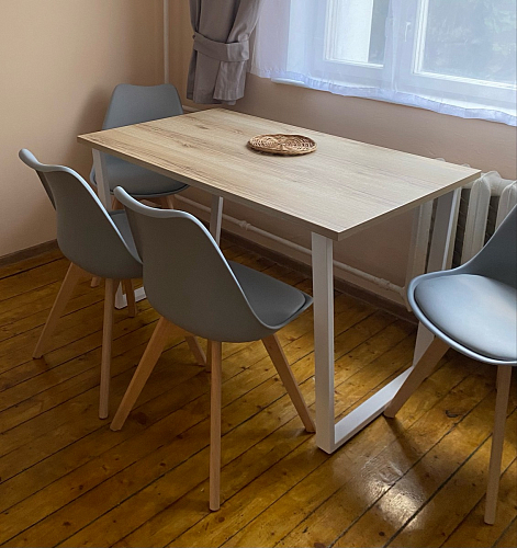 Деревянный стол Барон О 200 х 90 белая пленка шагрень / черный фото покупателя 1