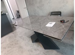 Стеклянный стол Хасселвуд 160(220)х90х77 белый мрамор / черный фото покупателя 14