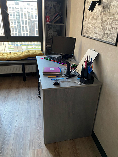 Письменный стол Битти Лофт 116х60х75 дуб вотан / черный матовый фото покупателя 17