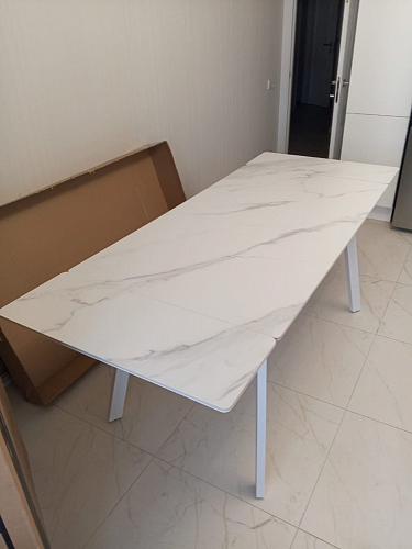 Керамический стол Норман 140(200)х80х75 белый мрамор alpin white / черный фото покупателя 45